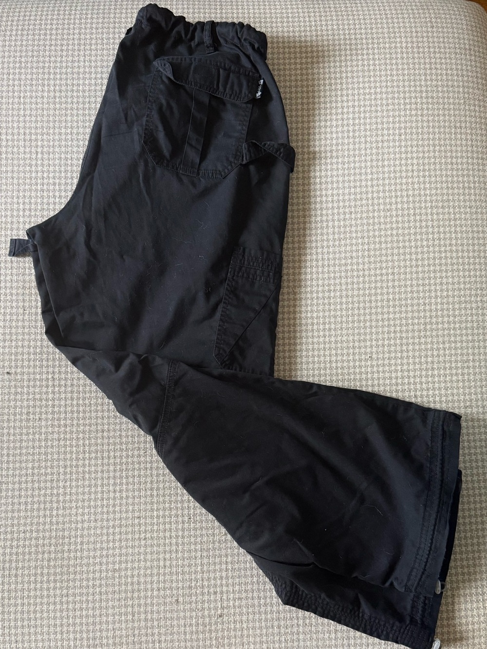 Women’s Koi Black Cargo Scrub Pants with Elastic Waist